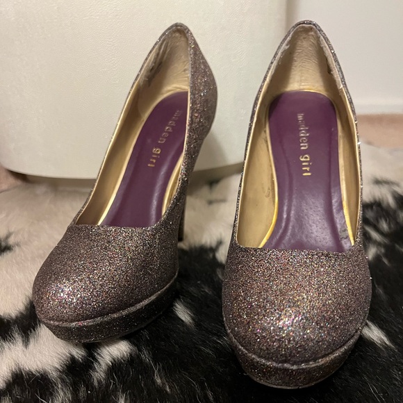 Madden Girl Multi Colored Glitter Stacked Heels - Picture 2 of 12